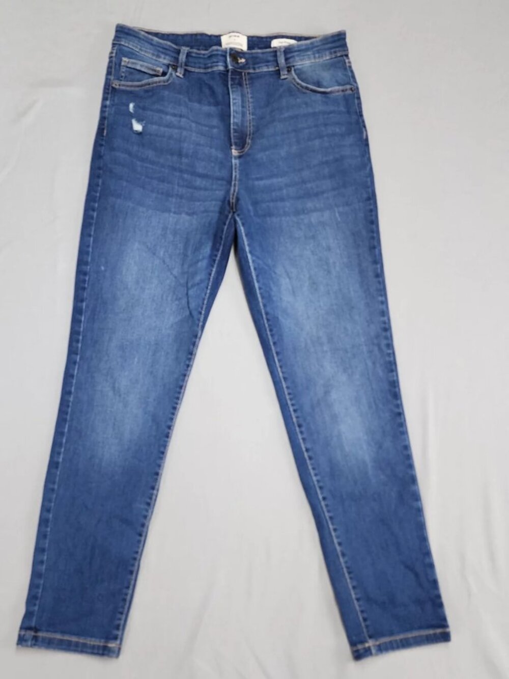 Cotton On Womens High Skinny Jeans Size 34 W32 L27.5 Blue Stretch Distressed
